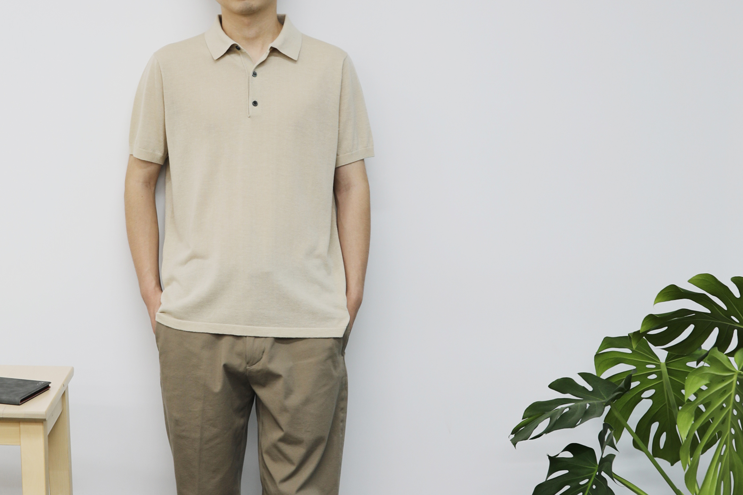 小金象 真丝85%山羊绒15%-男春夏超薄通勤Polo领短袖针织衫康赛妮