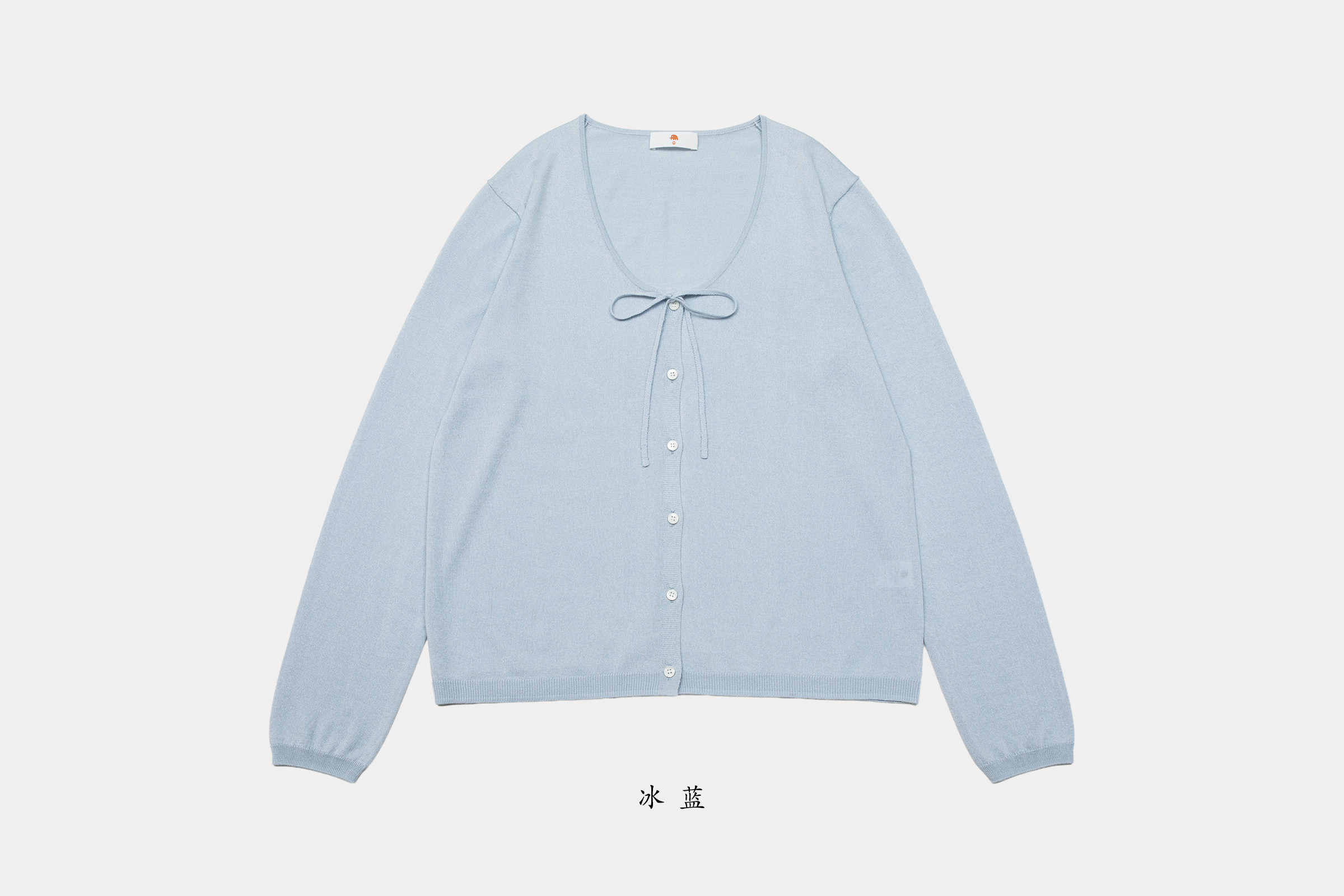 女16针8515U领系带长袖开衫