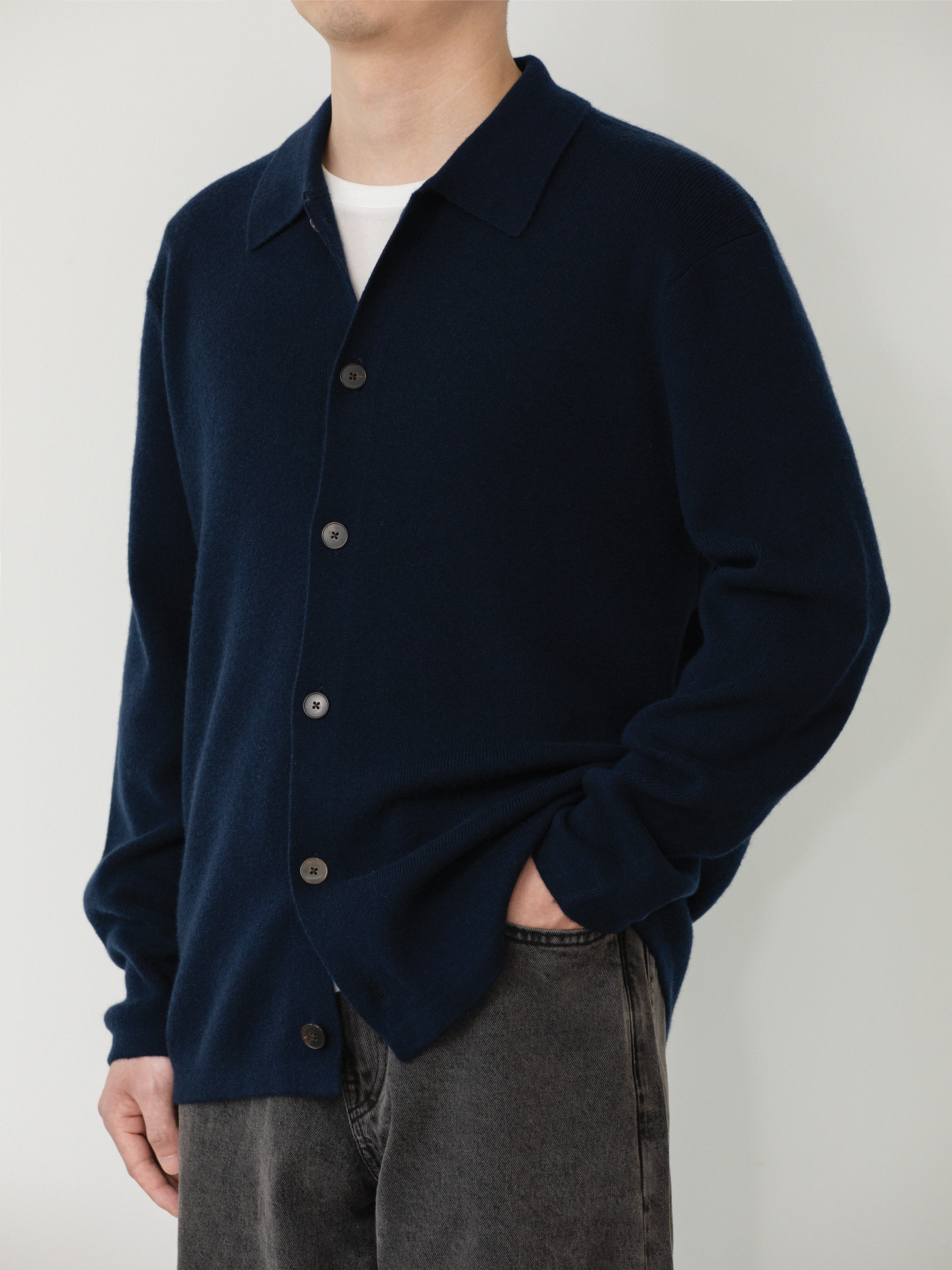 男26支四平Polo领纽扣开衫